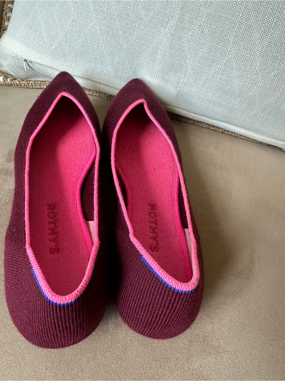 Rothy's The Point Ballet Flat Slip-On Merino Wool Currant Pink Size 9.5 - Picture 9 of 15